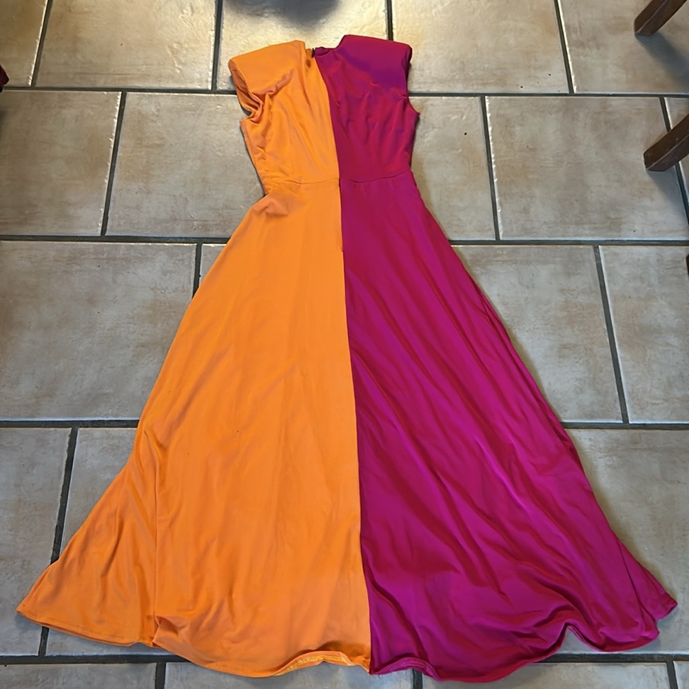 Cayro measures small Vibrant Pink and Orange Women's Dress - Picture 10 of 12